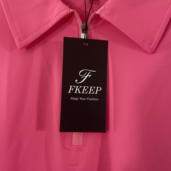 Pink Women's Polo Shirt Zip front - Picture 3 of 8